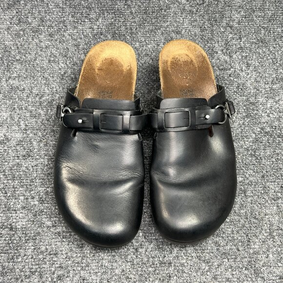 Papillio By Birkenstock Dana Wedge Clogs Women's 8 Black Leather Slip On Sandals - Picture 3 of 13